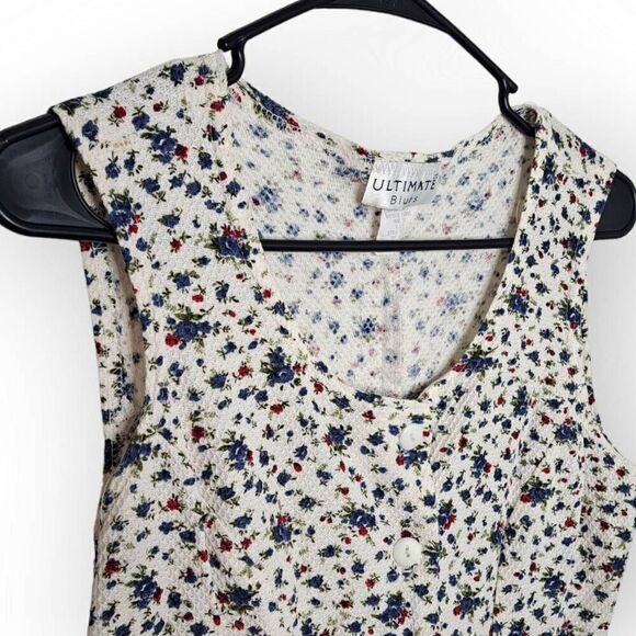 Ultimate Blues Vintage 90s Women's Floral Cotton Romper size Small - Picture 3 of 7